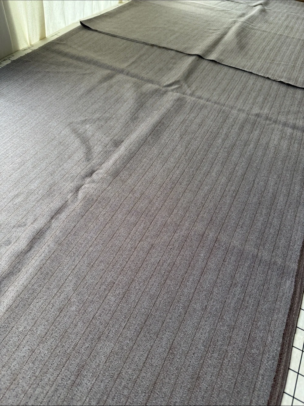 3 Yards Taupe Herringbone Suiting Fabric 58” Wide Drapey Woven Apparel Fabric